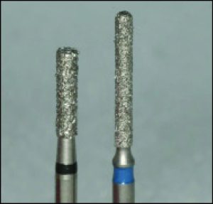 Figure 10-19. Cylindrical diamond burs used in guide plane preparation.